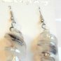 White Twisted Screwed Glass Dangle Earrings