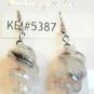 White Twisted Screwed Glass Dangle Earrings