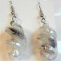 White Twisted Screwed Glass Dangle Earrings