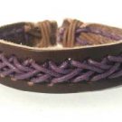 Brown Purple Hemp Leather Bracelet String Rope Slide Tie Wristband