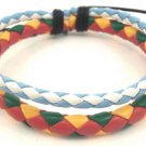 Blue White Red Yellow Green Hemp Leather Bracelet Surfer Wristband
