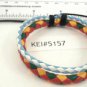 Blue White Red Yellow Green Hemp Leather Bracelet Surfer Wristband