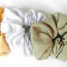 Lot 3 Linen Hair Twisters Scrunchies Ponytail Holder Yellow White Green