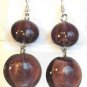 Round Lampwork Purple Glass Silver Plated Dangle Earrings