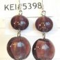 Round Lampwork Purple Glass Silver Plated Dangle Earrings