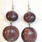Round Lampwork Purple Glass Silver Plated Dangle Earrings