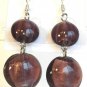 Round Lampwork Purple Glass Silver Plated Dangle Earrings