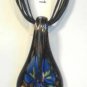 Black Organza Wax String Necklace Blue 3 Flower Sparkle Teardrop Pendant