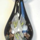 White Organza Wax String Necklace White 3 Flower Sparkle Teardrop Pendant