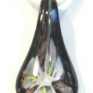 Cream Organza Wax String Necklace White 3 Flower Sparkle Teardrop Pendant