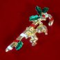 Gold Tone Candy Cane Elf Green Holly Broach Brooch Pin