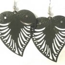 Dark Green Large Filigree Leaf Owl Fashion Dangle Earrings