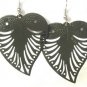 Dark Green Large Filigree Leaf Owl Fashion Dangle Earrings