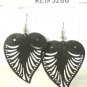 Dark Green Large Filigree Leaf Owl Fashion Dangle Earrings