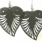 Dark Green Large Filigree Leaf Owl Fashion Dangle Earrings