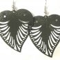 Dark Green Large Filigree Leaf Owl Fashion Dangle Earrings