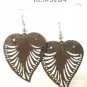 Brown Large Filigree Leaf Owl Fashion Dangle Earrings