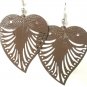 Brown Large Filigree Leaf Owl Fashion Dangle Earrings