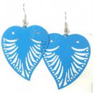 Blue Large Filigree Leaf Owl Fashion Dangle Earrings