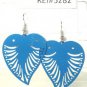 Blue Large Filigree Leaf Owl Fashion Dangle Earrings