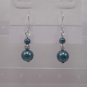 Green Aqua Glass Pearl Silver Plated Artisan Dangle Earrings Elegant