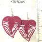 Fushia Pink Large Filigree Leaf Owl Fashion Dangle Earrings
