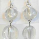 Round Lampwork Clear Glass Silver Plated Dangle Earrings