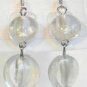 Round Lampwork Clear Glass Silver Plated Dangle Earrings
