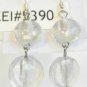 Round Lampwork Clear Glass Silver Plated Dangle Earrings