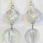 Round Lampwork Clear Glass Silver Plated Dangle Earrings