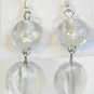 Round Lampwork Clear Glass Silver Plated Dangle Earrings