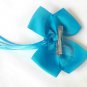 Aqua Blue Hair Bows Rosette Flower Alligator Clip Barrette