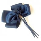 Dark Blue Hair Bows Rosette Flower Alligator Clip Barrette