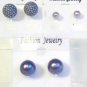 Lot 3 Purple Pink Stud Pearl Tone Earrings
