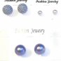 Lot 3 Purple Pink Stud Pearl Tone Earrings