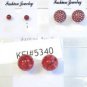 Lot 3 Red White Stud Pearl Tone Earrings