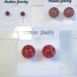 Lot 3 Red White Stud Pearl Tone Earrings