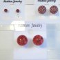 Lot 3 Red White Stud Pearl Tone Earrings