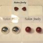 Lot 3 Red Stud Sparkle Heart Silver Tone Earrings