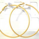 Yellow Large Thin Round Circle Simple Hoop Fashion Stud Earrings 2.25 Inch