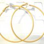 Yellow Large Thin Round Circle Simple Hoop Fashion Stud Earrings 2.25 Inch