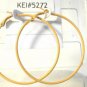 Yellow Large Thin Round Circle Simple Hoop Fashion Stud Earrings 2.25 Inch