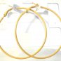 Yellow Large Thin Round Circle Simple Hoop Fashion Stud Earrings 2.25 Inch