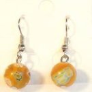 Yellow Round Red Green White Millefiori Dangle Earrings