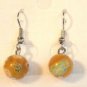 Yellow Round Red Green White Millefiori Dangle Earrings