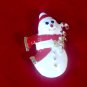 Gold Tone Christmas Holiday White Snowman Red Scarf Hat Broach Brooch Pin