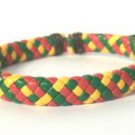 Red Green Yellow Braided Hemp Leather Bracelet Surfer Wristband