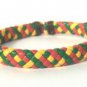 Red Green Yellow Braided Hemp Leather Bracelet Surfer Wristband