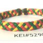 Red Green Yellow Braided Hemp Leather Bracelet Surfer Wristband