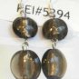 Round Lampwork Black Glass Silver Plated Dangle Earrings